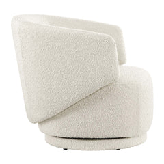 Celestia Ivory Boucle Fabric Swivel Chair - Ornate Home