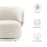 Celestia Ivory Boucle Fabric Swivel Chair - Ornate Home