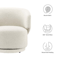 Celestia Ivory Boucle Fabric Swivel Chair - Ornate Home