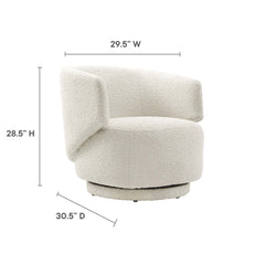 Celestia Ivory Boucle Fabric Swivel Chair - Ornate Home