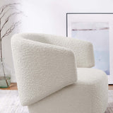 Celestia Ivory Boucle Fabric Swivel Chair - Ornate Home