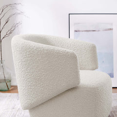Celestia Ivory Boucle Fabric Swivel Chair - Ornate Home