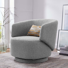 Celestia Light Gray Boucle Fabric Swivel Chair - Ornate Home