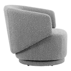 Celestia Light Gray Boucle Fabric Swivel Chair - Ornate Home