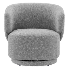 Celestia Light Gray Boucle Fabric Swivel Chair - Ornate Home
