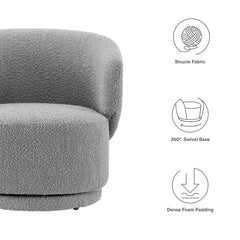 Celestia Light Gray Boucle Fabric Swivel Chair - Ornate Home