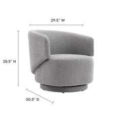 Celestia Light Gray Boucle Fabric Swivel Chair - Ornate Home