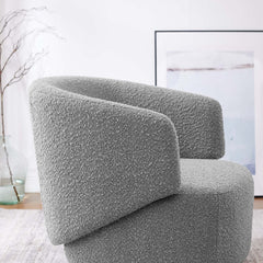 Celestia Light Gray Boucle Fabric Swivel Chair - Ornate Home