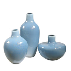 Celestial Frost Blue Vases (Set of 3) - Ornate Home
