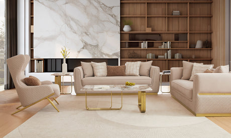 Celestial Manor White/Gold Sofa / HD-S3181 - Ornate Home