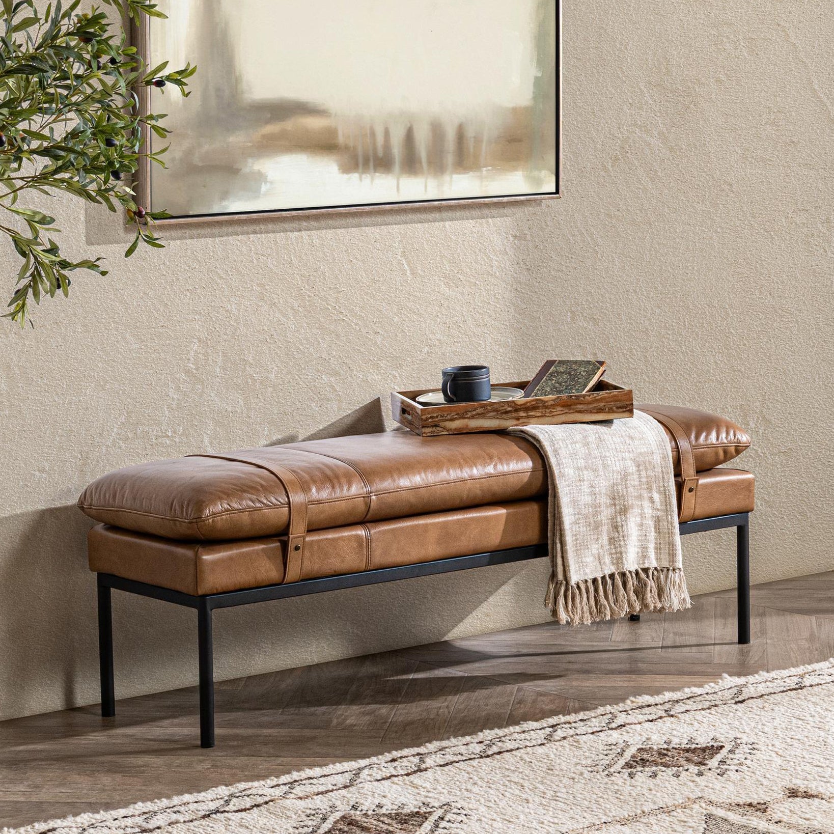 Celiah Tan Accent Bench - Ornate Home