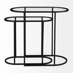 Celine Black/Silver Metal and Glass Nesting Accent Tables (Set of 2) - Ornate Home