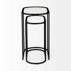 Celine Black/Silver Metal and Glass Nesting Accent Tables (Set of 2) - Ornate Home