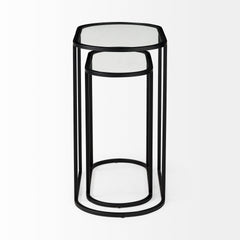 Celine Black/Silver Metal and Glass Nesting Accent Tables (Set of 2) - Ornate Home