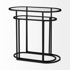 Celine Black/Silver Metal and Glass Nesting Accent Tables (Set of 2) - Ornate Home