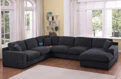 Celine Charcoal 128"W Chenille Corner Sectional Sofa with Right-Facing Chaise - Ornate Home