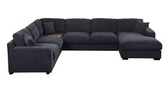 Celine Charcoal 128"W Chenille Corner Sectional Sofa with Right-Facing Chaise - Ornate Home
