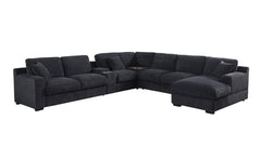 Celine Charcoal 141.5"W Chenille Corner Sectional Sofa with Right-Facing Chaise