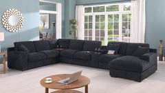 Celine Charcoal 141.5"W Chenille Corner Sectional Sofa with Right-Facing Chaise
