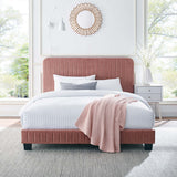 Celine Dusty Rose Channel Tufted Performance Velvet Full Platform Bed - Ornate Home