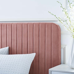 Celine Dusty Rose Channel Tufted Performance Velvet Full Platform Bed - Ornate Home