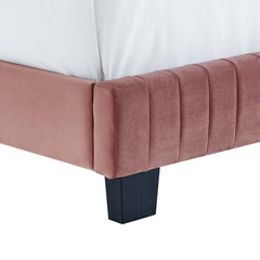 Celine Dusty Rose Channel Tufted Performance Velvet King Platform Bed - Ornate Home