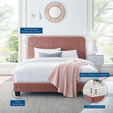 Celine Dusty Rose Channel Tufted Performance Velvet King Platform Bed - Ornate Home