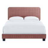 Celine Dusty Rose Channel Tufted Performance Velvet Queen Bed - Ornate Home
