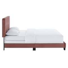 Celine Dusty Rose Channel Tufted Performance Velvet Twin Bed - Ornate Home