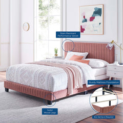 Celine Dusty Rose Channel Tufted Performance Velvet Twin Bed - Ornate Home