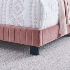 Celine Dusty Rose Channel Tufted Performance Velvet Twin Bed - Ornate Home