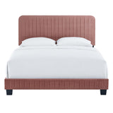 Celine Dusty Rose Channel Tufted Performance Velvet Twin Platform Bed - Ornate Home