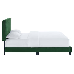 Celine Emerald Channel Tufted Performance Velvet King Platform Bed - Ornate Home