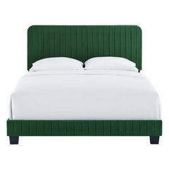 Celine Emerald Channel Tufted Performance Velvet King Platform Bed - Ornate Home