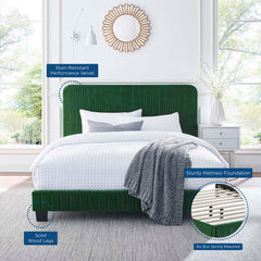 Celine Emerald Channel Tufted Performance Velvet King Platform Bed - Ornate Home