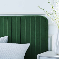 Celine Emerald Channel Tufted Performance Velvet King Platform Bed - Ornate Home