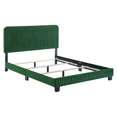 Celine Emerald Channel Tufted Performance Velvet Queen Bed - Ornate Home