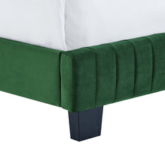 Celine Emerald Channel Tufted Performance Velvet Queen Bed - Ornate Home