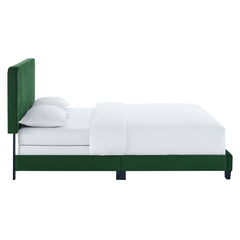 Celine Emerald Channel Tufted Performance Velvet Queen Bed - Ornate Home