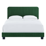 Celine Emerald Channel Tufted Performance Velvet Queen Bed - Ornate Home