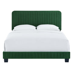 Celine Emerald Channel Tufted Performance Velvet Queen Bed - Ornate Home