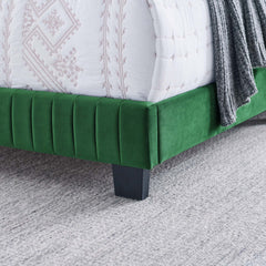 Celine Emerald Channel Tufted Performance Velvet Queen Bed - Ornate Home