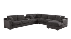 Celine Gray 141.5"W Chenille Corner Sectional Sofa with Right-Facing Chaise - Ornate Home