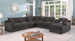 Celine Gray 141.5"W Chenille Corner Sectional Sofa with Right-Facing Chaise - Ornate Home