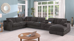 Celine Gray 141.5"W Chenille Corner Sectional Sofa with Right-Facing Chaise - Ornate Home