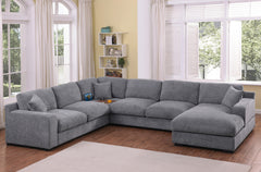 Celine Light Gray 128"W Chenille Corner Sectional Sofa with Right-Facing Chaise - Ornate Home