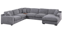 Celine Light Gray 128"W Chenille Corner Sectional Sofa with Right-Facing Chaise - Ornate Home