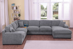 Celine Light Gray 128"W Chenille Corner Sectional Sofa with Right-Facing Chaise - Ornate Home