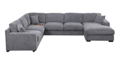 Celine Light Gray 128"W Chenille Corner Sectional Sofa with Right-Facing Chaise - Ornate Home