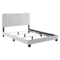 Celine Light Gray Channel Tufted Performance Velvet Full Bed - Ornate Home